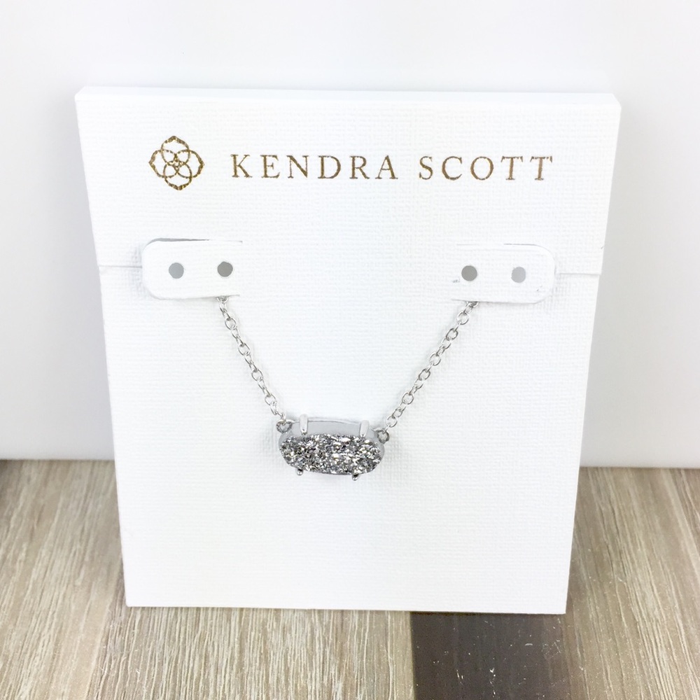 Kendra Scott Ever platinum drusy silver necklace